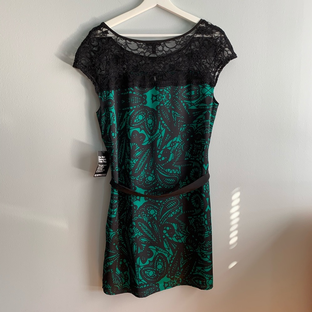 EXPRESS Lace Print Shift Dress